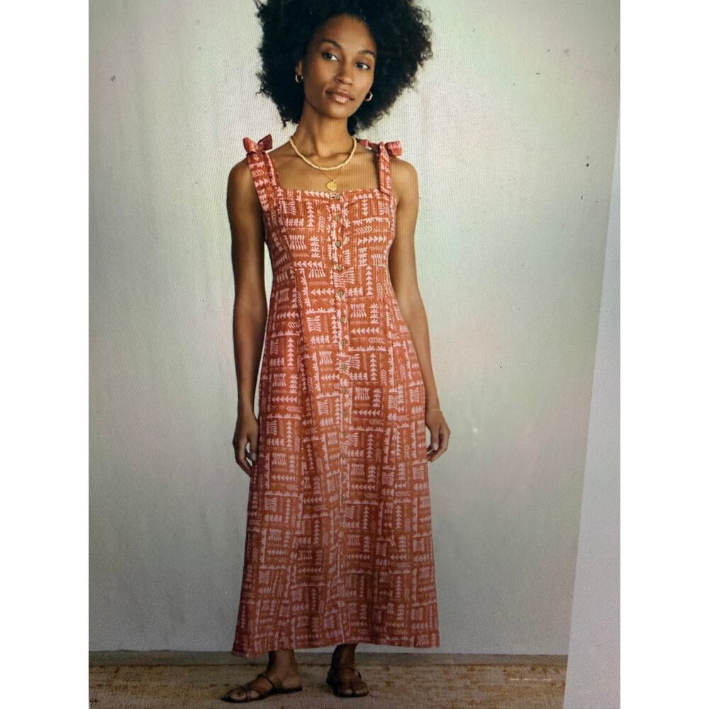 Faherty Ann Kahalekulu Kendall Linen Maxi Sundress Size M